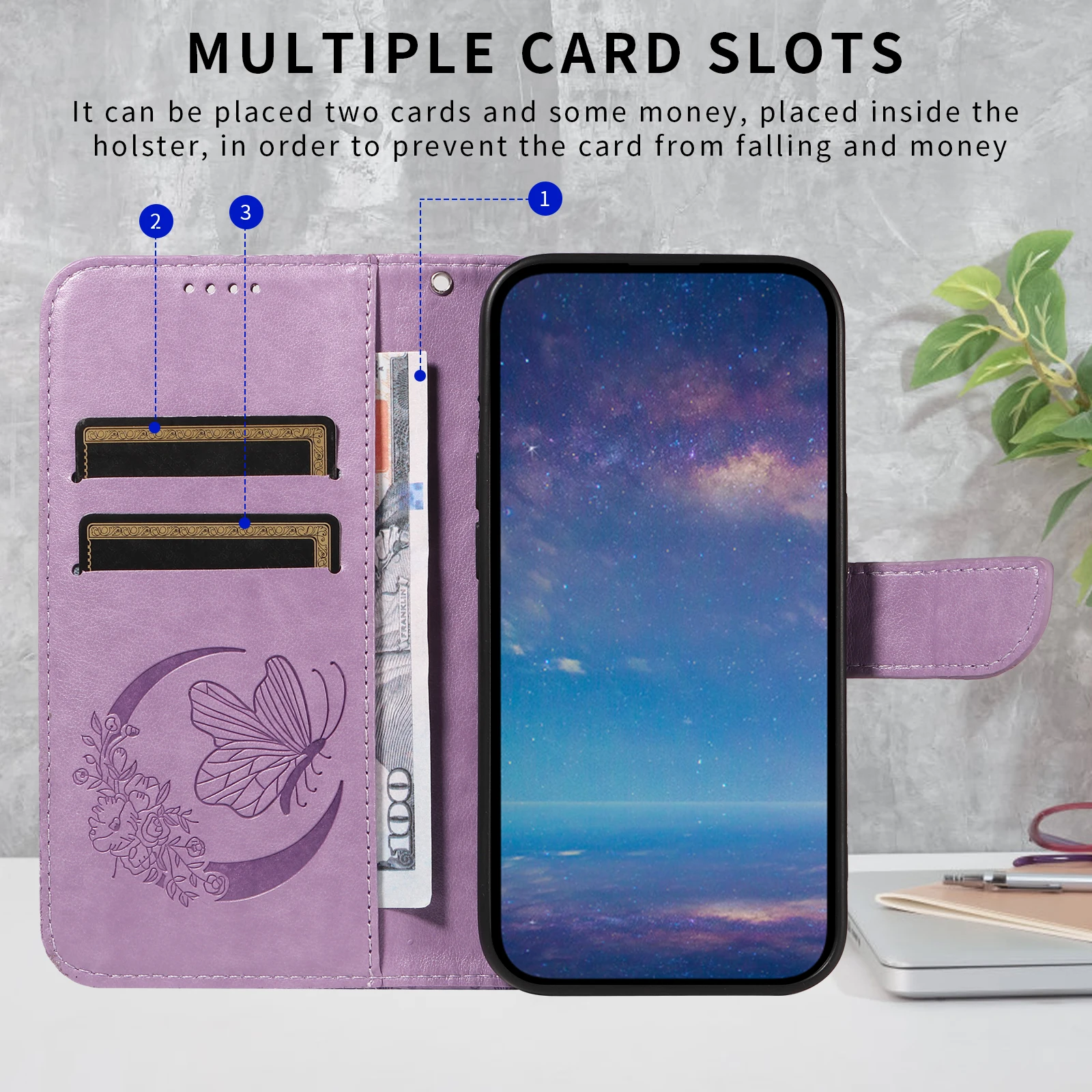 Premium Magnetic Kickstand Wallet Leather Phone Case