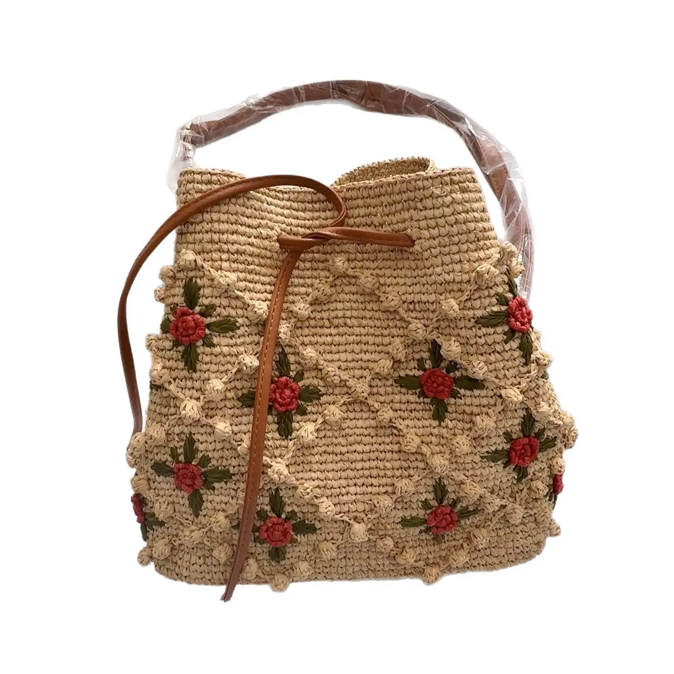 2025 New French Fashion Handmade Flower Natural Raffia Straw Grass Bag For Women Luxury Designer Handbags Beach Tote Bag