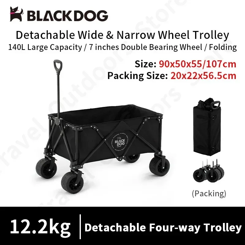 

BLACKDOG Traveling Trolley 150L High-Capacity Folding Detachable Outdoor Portable Wheelbarrow Sundries Storage Cart Ultralight