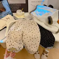 1-8T Winter Warm Fleece Lined Kids Pants Printed Toddler Boys Girls Trousers Retro Polka Dot Pattern Children's Clothes 3