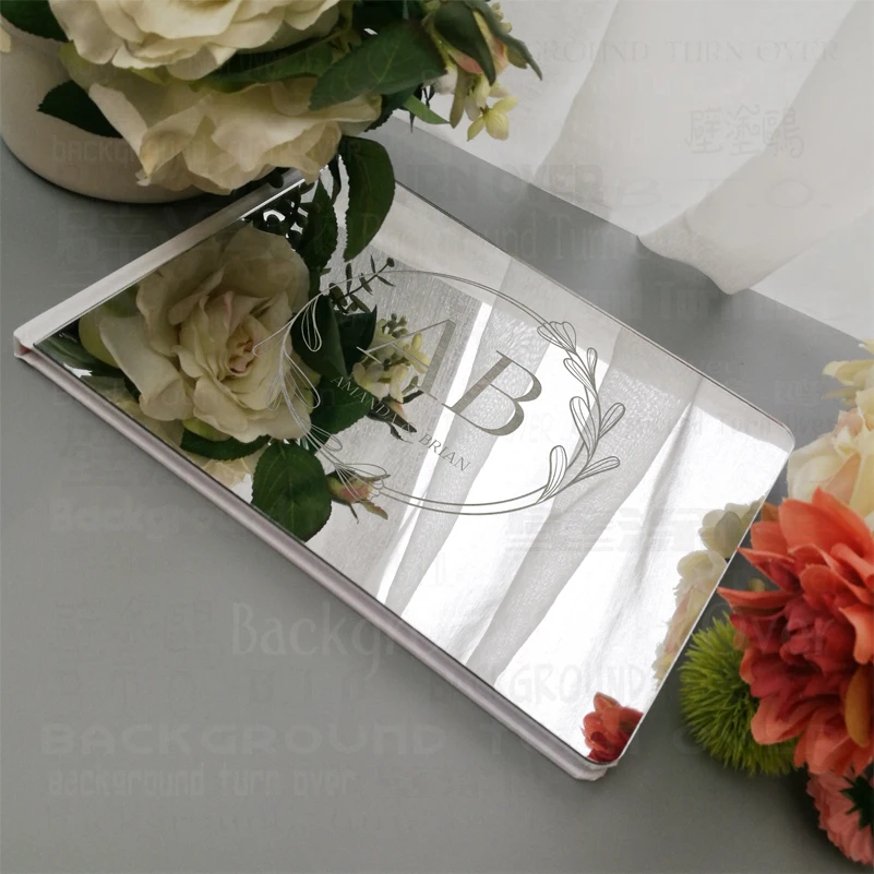 Wedding Guest Book Guestbook Personalized Mirror Engrave Carve Signature Books Album Cover Gift Rustic Alternative G051