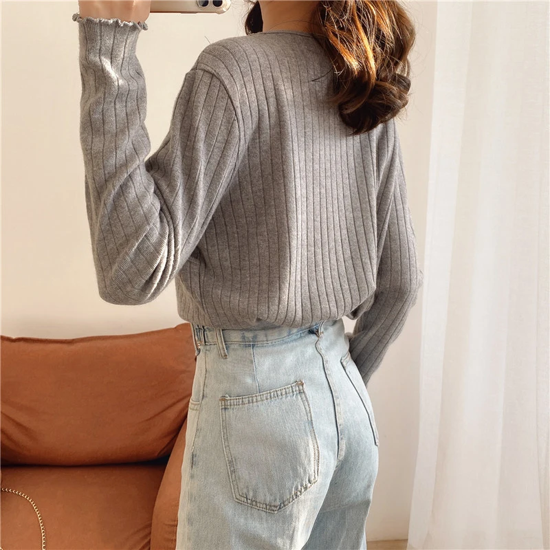 Spring V-neck Nursing Long-Sleeved Knitted Pullover Sweater Loose Breastfeeding Cothes Pregnant Maternity Clothes