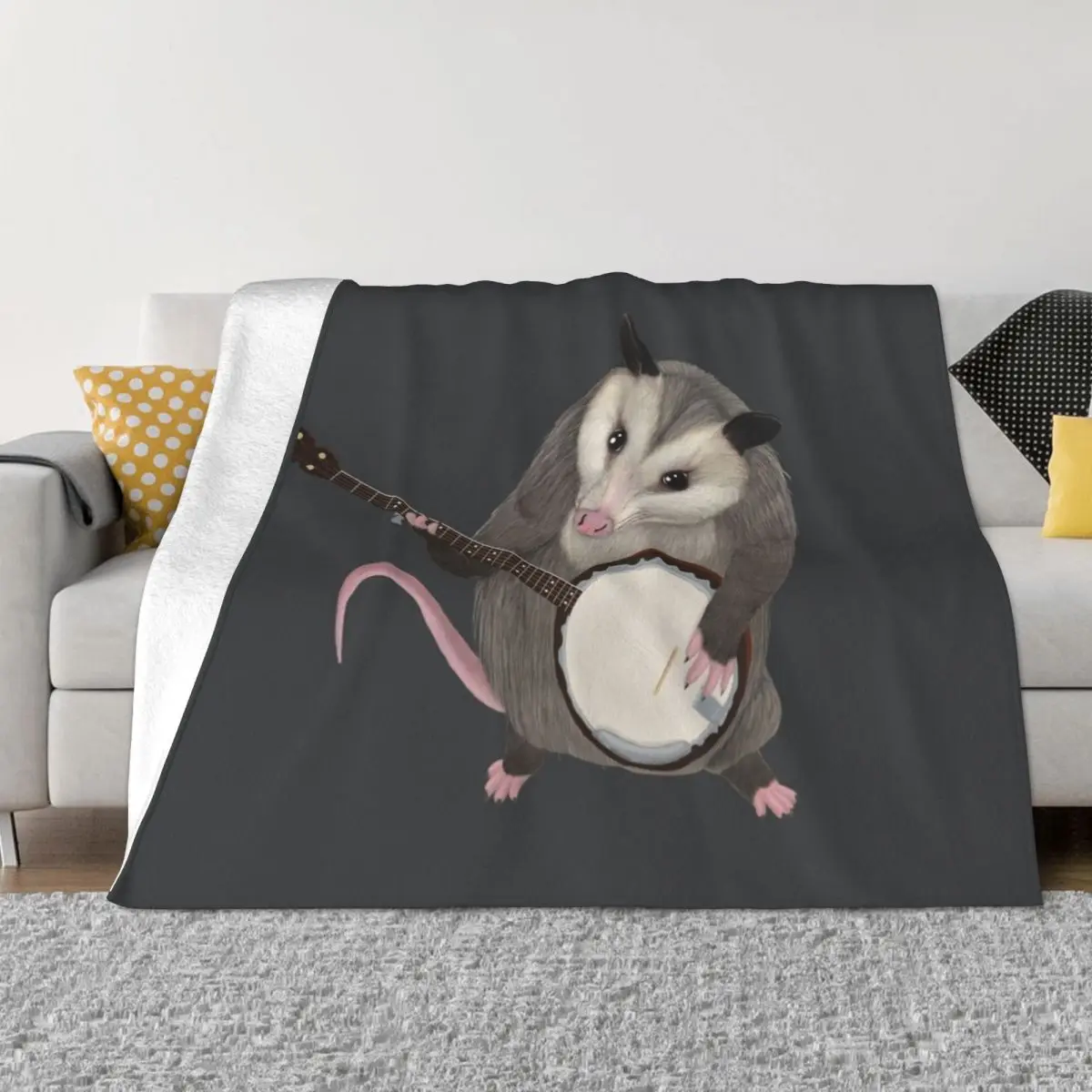 

Opossum playing the banjo - possum Throw Blanket Loose Blanket Sofa Blankets