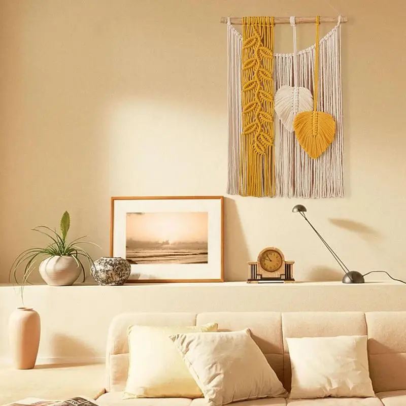 Boho Wall Tapestry Macrame Boho Wall Macrame Woven Wall Tapestry Chic Handmade Tassels Pendant Bohemian Wall Art Decorations 4