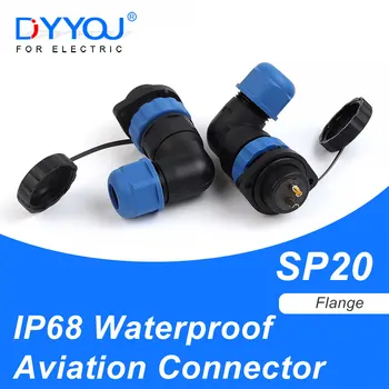 ขั้วต่อกันน้ำแบบหน้าแปลน SP20 IP68 ปลั๊กแบบอากาศยาน ตัวผู้/ตัวเมีย 1/2/3/4/5/6/7/9/10/12/14 ขา สายไฟฟ้าเชื่อมต่อ 1
