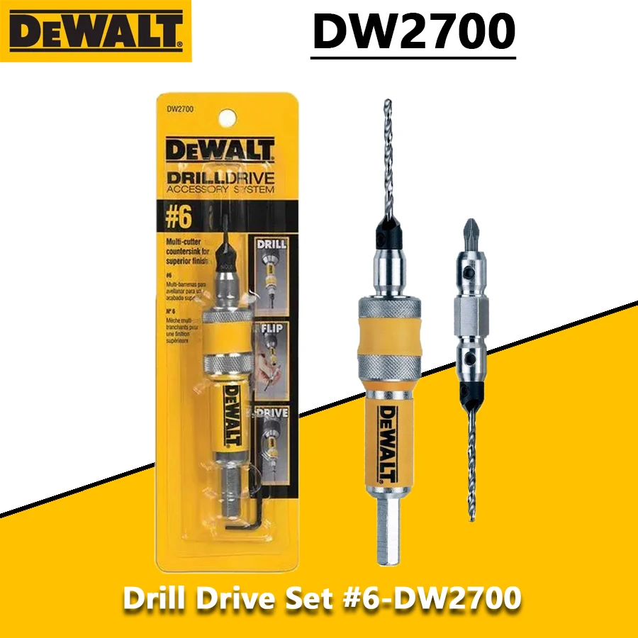 DEWALT DW2700 #6 Drill Drive Set Drill Flip Drive Complete Unit 2 in 1 Countersink Wood Drill Bit 6mm Accessories