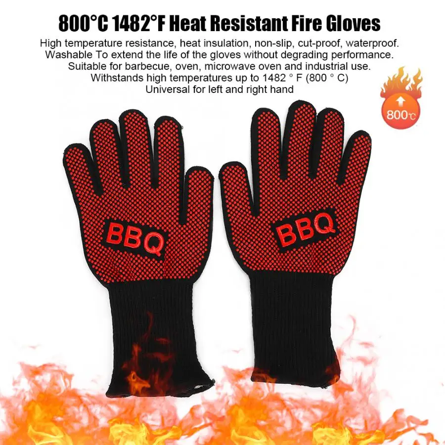 2pcs/set BBQ Glove High Temperature Resistance Oven Mitts Degrees Barbecue  Heat Insulation Microwave Kitchen Oven Glove - AliExpress