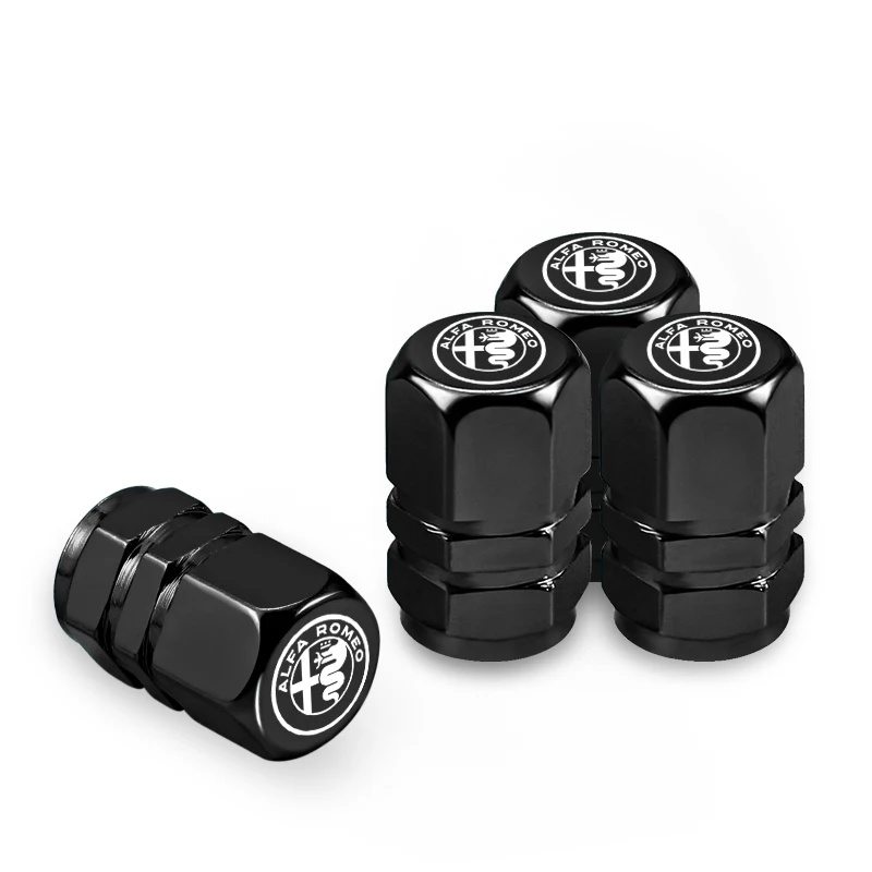Set of 4 Metal Car Wheel Tire Valve Caps - Waterproof and Dustproof Cover