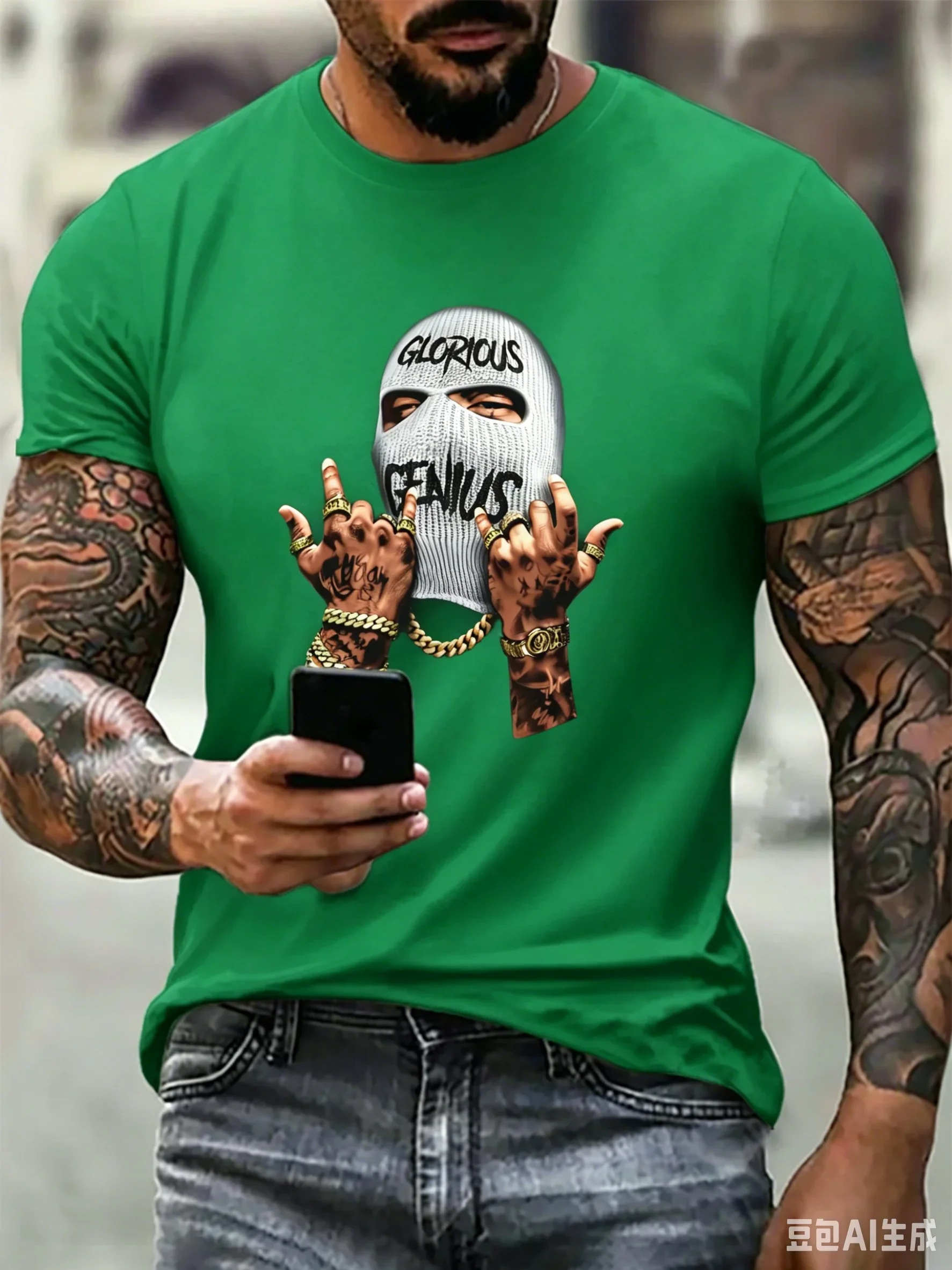 Vintage Hip-hop Style 3D Print T-shirt Trend Street Men's Crew Neck Tops Summer Tees Hot Sale Old School Tops Rap Star T Shirt 4