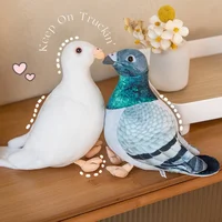 New Lifelike Bird Plush Toys Simulation White Green Pigeon Lovely Magpie Stuffed Animal Doll Photography Props Home Decor Gifts 3
