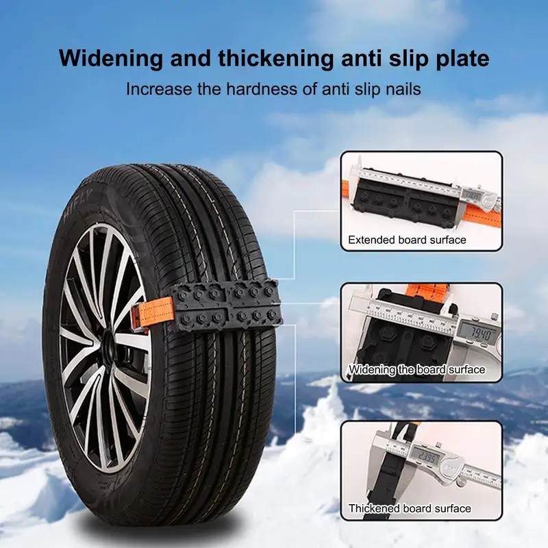 Car Tire Traction Mats Anti Skid Tire Rubber Straps Snow Traction Mat Car Blocks Wheel Straps Off-Road Escape Tool
