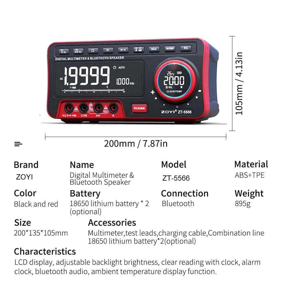 ZOYI ZT-5566 Profesional Digital Bench Multimeter 19999 Counts