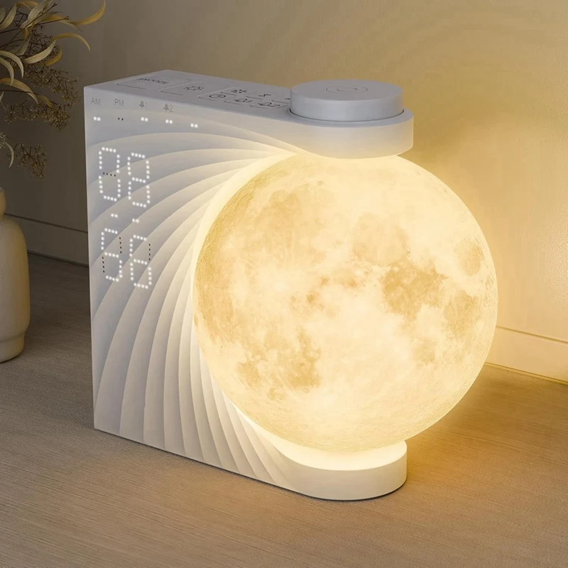 Sunrise Alarm Clock For Bedrooms, Moon Night Light Clock Wake Up Light For Kids Teens,White Noise Sound Machine 2
