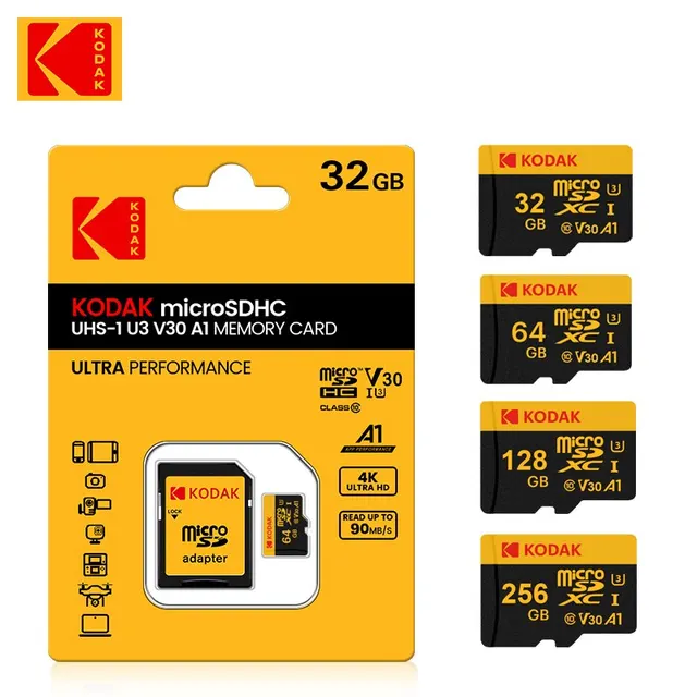 Kodak Micro SD Card Memory Card Class 10 32GB 64GB 128GB 256GB U3 4K High Speed Cartao De Memoria Flash Memory TF Mecard C10 1
