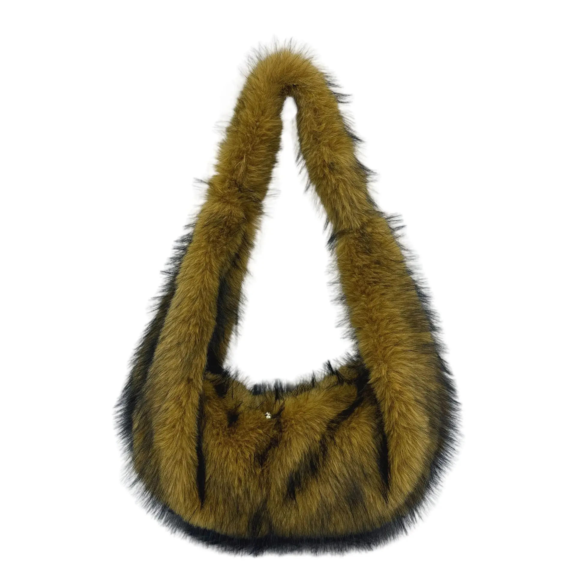 Designer Fluffy Plush Shoulder Bag Warm Faux Mongolian Fur HandBags for Women Brands Large Hobo Shopper Heart Shaped Purses
