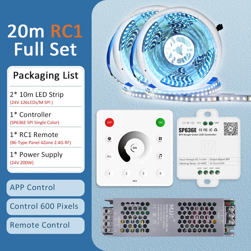 ตัวเลือกสินค้า LED ริบบิ้น 24V ยาว 10-20 เมตร ควบคุมผ่านแอป แสงน้ำไหล เทคนิคตกแต่งไฟ