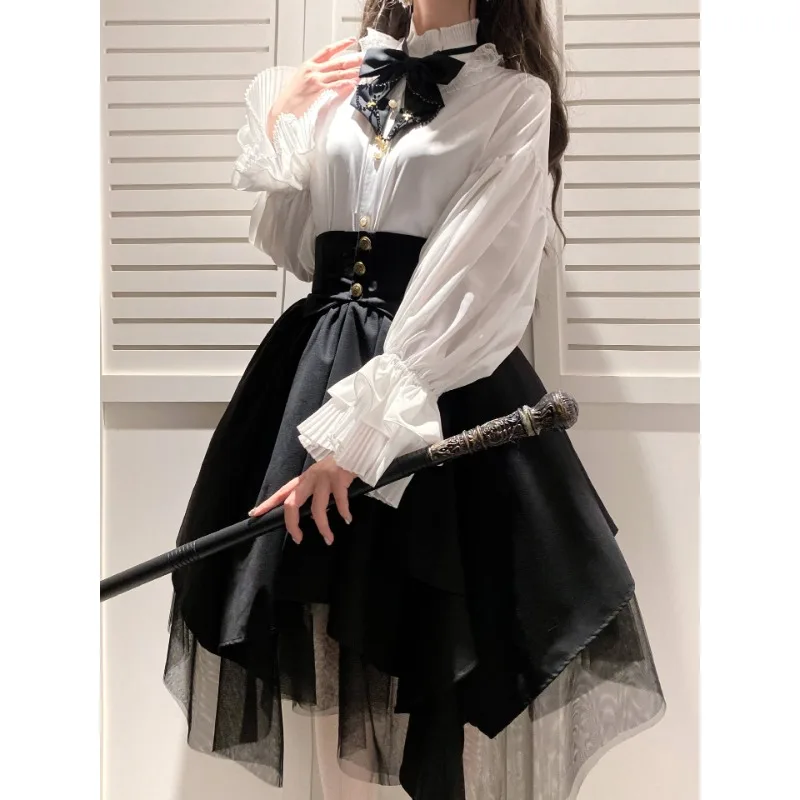 2025 Japanese & Korean Lolita Gothic Vintage Kawaii Irregular Cosplay Skirt Set 4