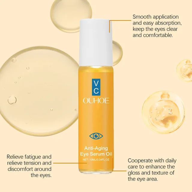 Anti Aging Eye Essence Oil Firming Brightening Reduce Wrinkle Fade Fine Lines Remove Puffiness Hydrating Smooth VC Eye Serum Oil 2