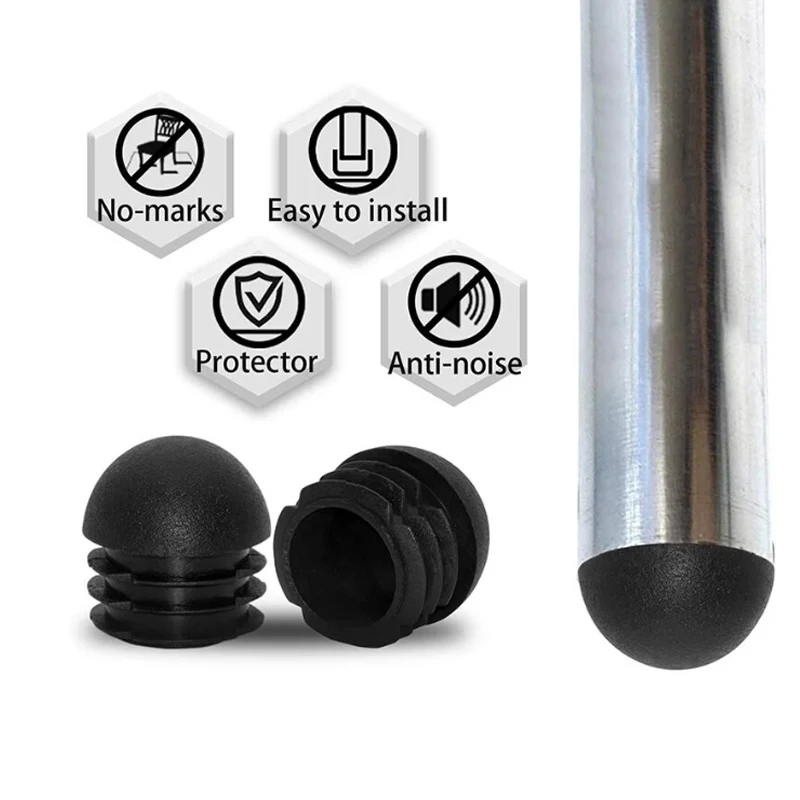 Black/White Plastic Round Tube Plug 13-40mm Steel Pipe End Caps Chair Leg Foot Dust Cover Protector Furniture adorn Accessories