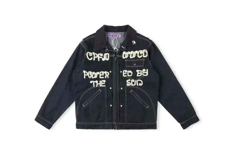 

CPFM.XYZ Powered By The Sun Denim Jeans Jacket Men Women CPFM XYZ Unisex Kanye Jackets Coat Techwear