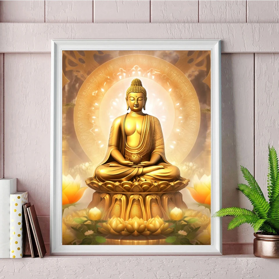 YSCOLOR Diamond Painting Kit 5D - Testa Di Buddha Colorata, 30x40cm, Tela HD, Diamanti Rotondi, Fai Da Te Antistress - 2