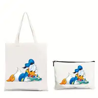MINISO Disney Cartoons Donald Duck Tote Bag Fashion Aesthetic Shoulder Bag Eco Large Capacity Travel Shopping Bags Hand Bag 1