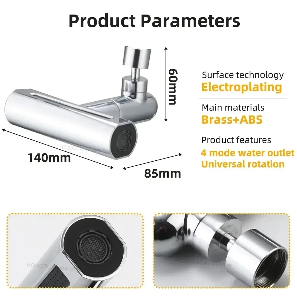 2024 New Kitchen Sink Waterfall Faucet Pressurized Bubbler Splash-proof 4 Modes Spout Bathroom Basin Tap Extender Adapter 6