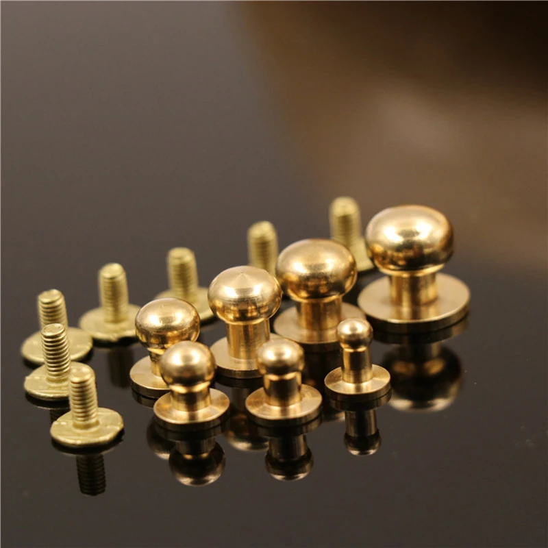 Handbag Hardware Accessories 10pcs Solid brass sam brown browne button screw back Round head ball post studs nail rivets leather craft
