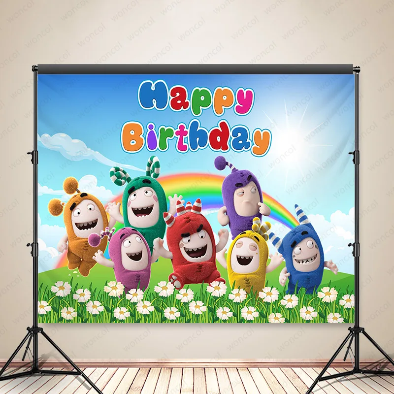 Woncol Oddbodds Fotografia Sfondo Buon Compleanno Foto Sfondo Neonato Doccia Arcobaleno Decor Banner Sfondo Photo Prop