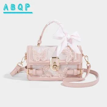 ABQP Nuova borsa a tracolla da donna di marca di lusso, borsa da donna alla moda, con ricamo a farfalla, piccola borsa quadrata, grande capacità