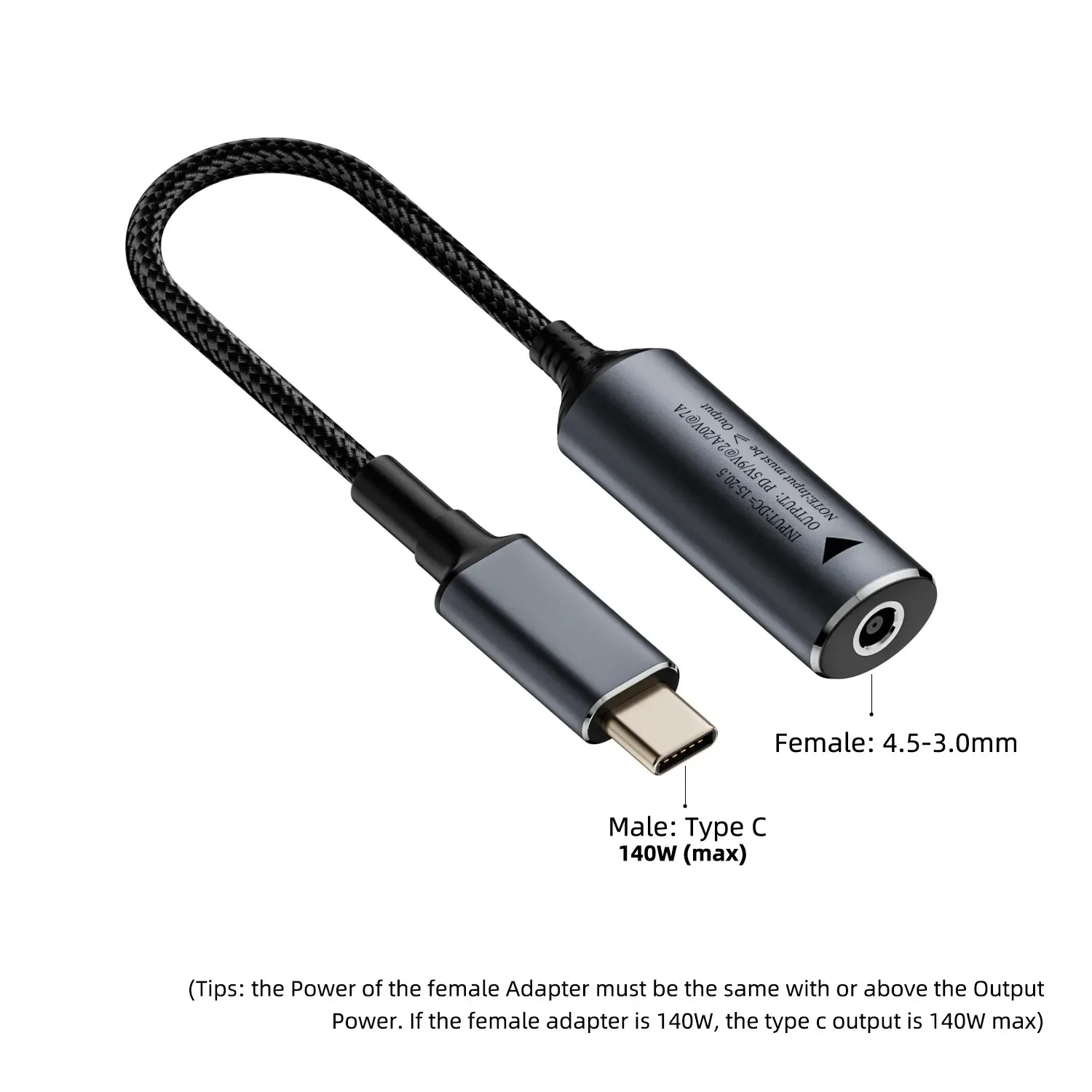 140W 100W DC 4.5X3.0mm USB C PD 전원 어댑터 변환기 플러그 HP 노트북 충전기 5V 9V 20V 유형 C 고속 충전 케이블