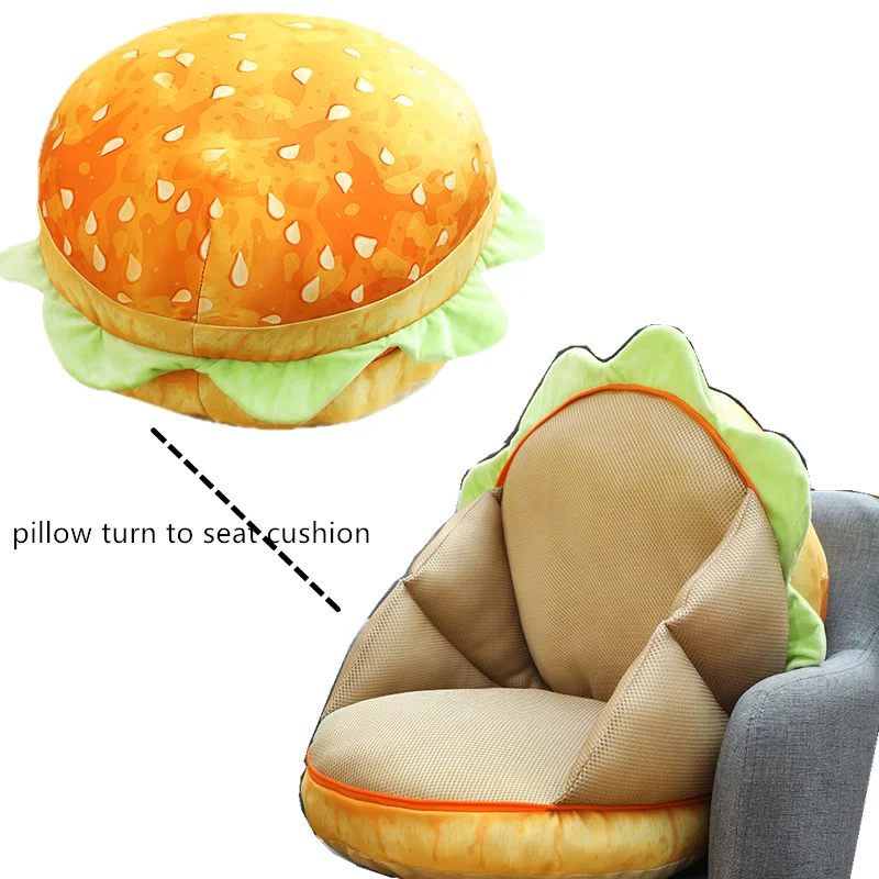 

Simualtion Plush Bread Toast Hamburger Pillow Turn To Seat Cushion Stuffed Food Toys Home Deco Kids Gifts