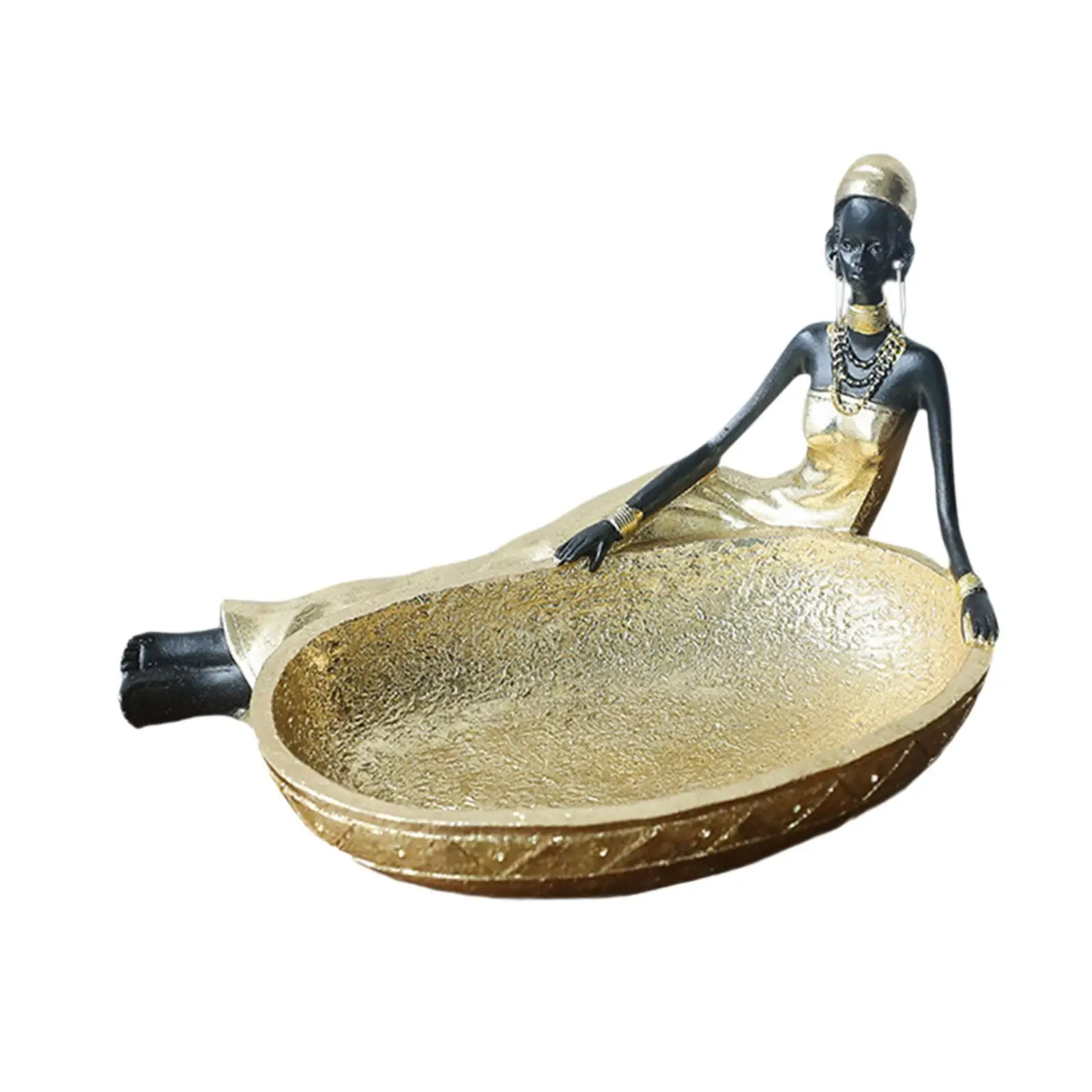 African Figurine Girl Statue with Serving Tray Multifunctional,Home Decoration,African Statue and Sculpture for Home Bedroom