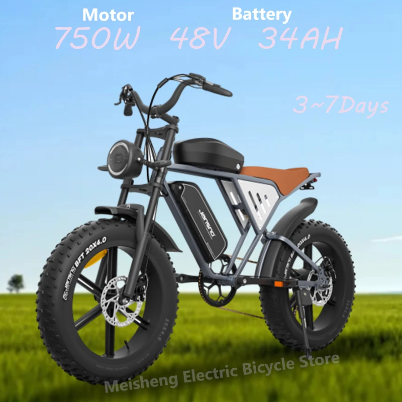 Ebike JANSNO X70G 750W 48V 34Ah Dual Battery Electric Bike 20*4.0 Inch Fat Tire Electric bike Mountain Off-road Bicycle