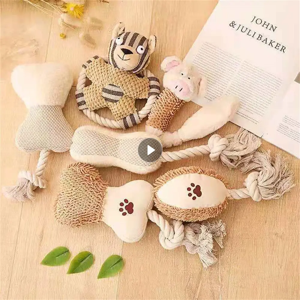 

Dog Toys Rope Knot Training Molar Teeth Durable Plush Voice Doll Bite-resistant Prevent Tearing Plush Voice Puppet Plush Toy