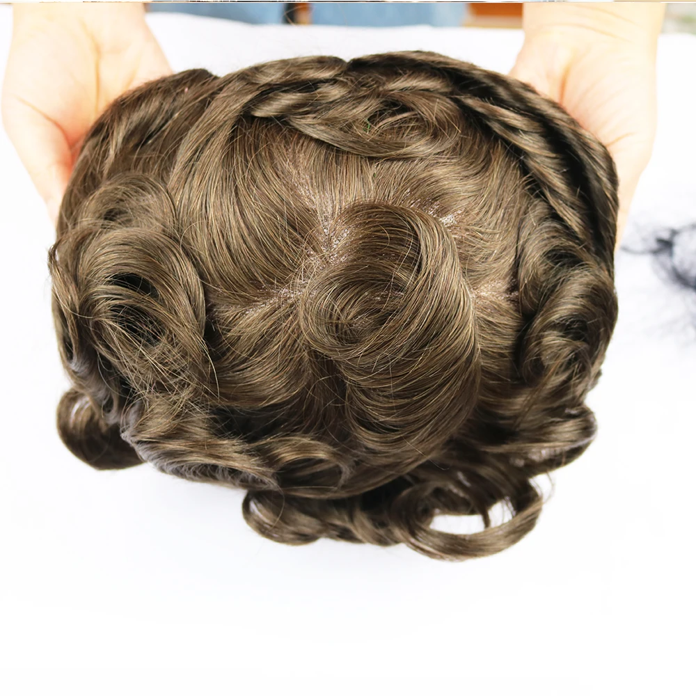 Natural Hairline Lace Front Male Hair Wigs Ash Blonde Breathable Q6 Remy Human Hair Men Toupee Lace & PU Capillary Prosthesis human hair toupee