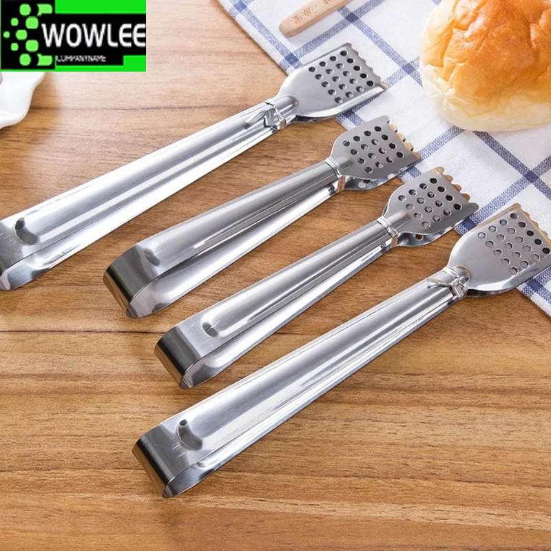 Stainless Steel Heat Resistant Hollow-Out Barbecue Food Tongs, Kitchen Tong, Bread Salad Ice Cube Clip, Utensils