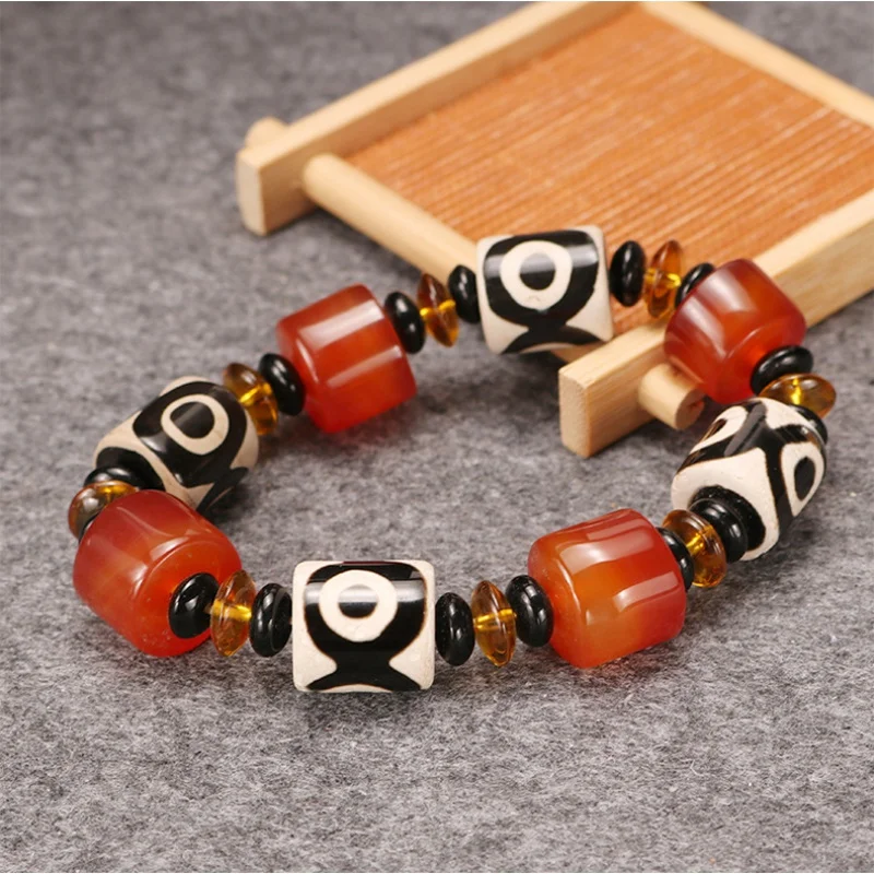 

Натуральный Тибетский Агат, винтажные тибетские бусины, аксессуары для мужчин и женщин, браслет