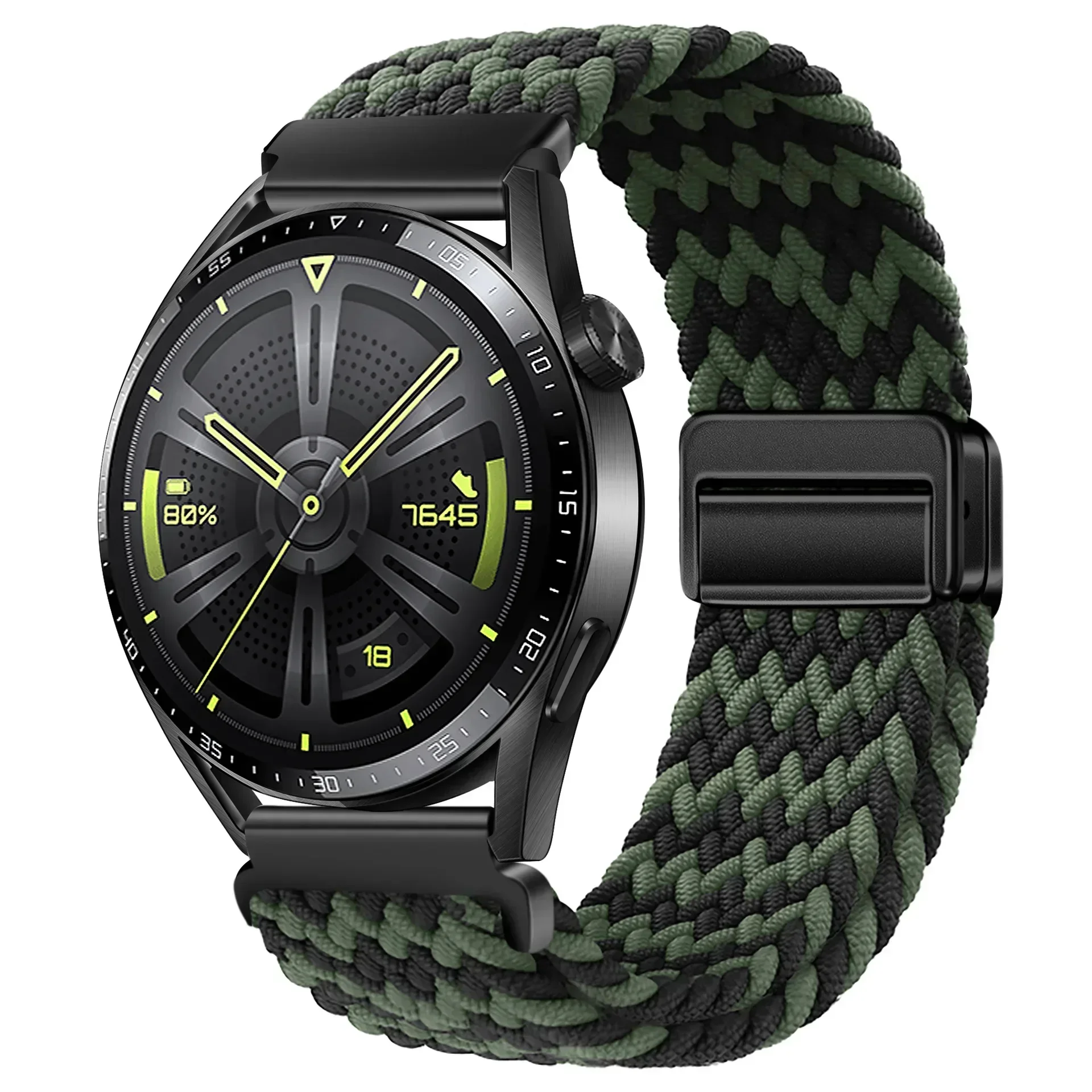 Braided Solo Loop Strap with Magnetic D Buckle, 22mm - Versatile Smartwatch Band