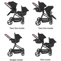 Poussettes jumelles avec un porte-bébé unique expédiées depuis l'UE. Portable et se transforme en poussette légère. 3