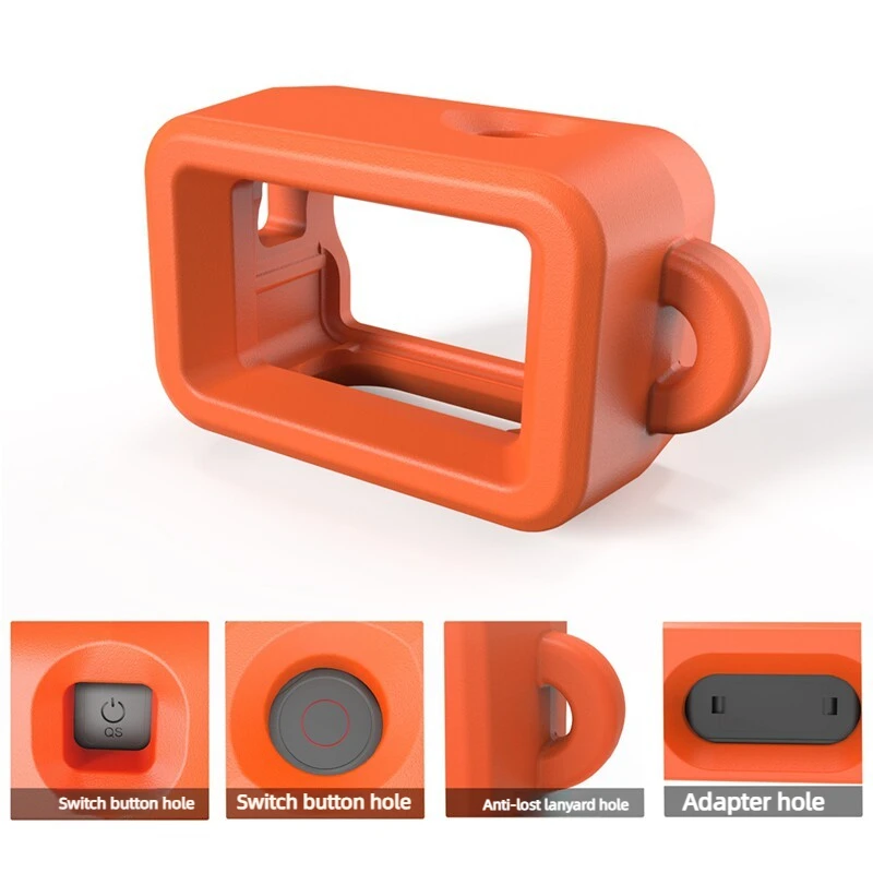 Étui flottant pour DJI Osmo Action 3, utilisé lors d'une session surf, protégeant la caméra des chocs.