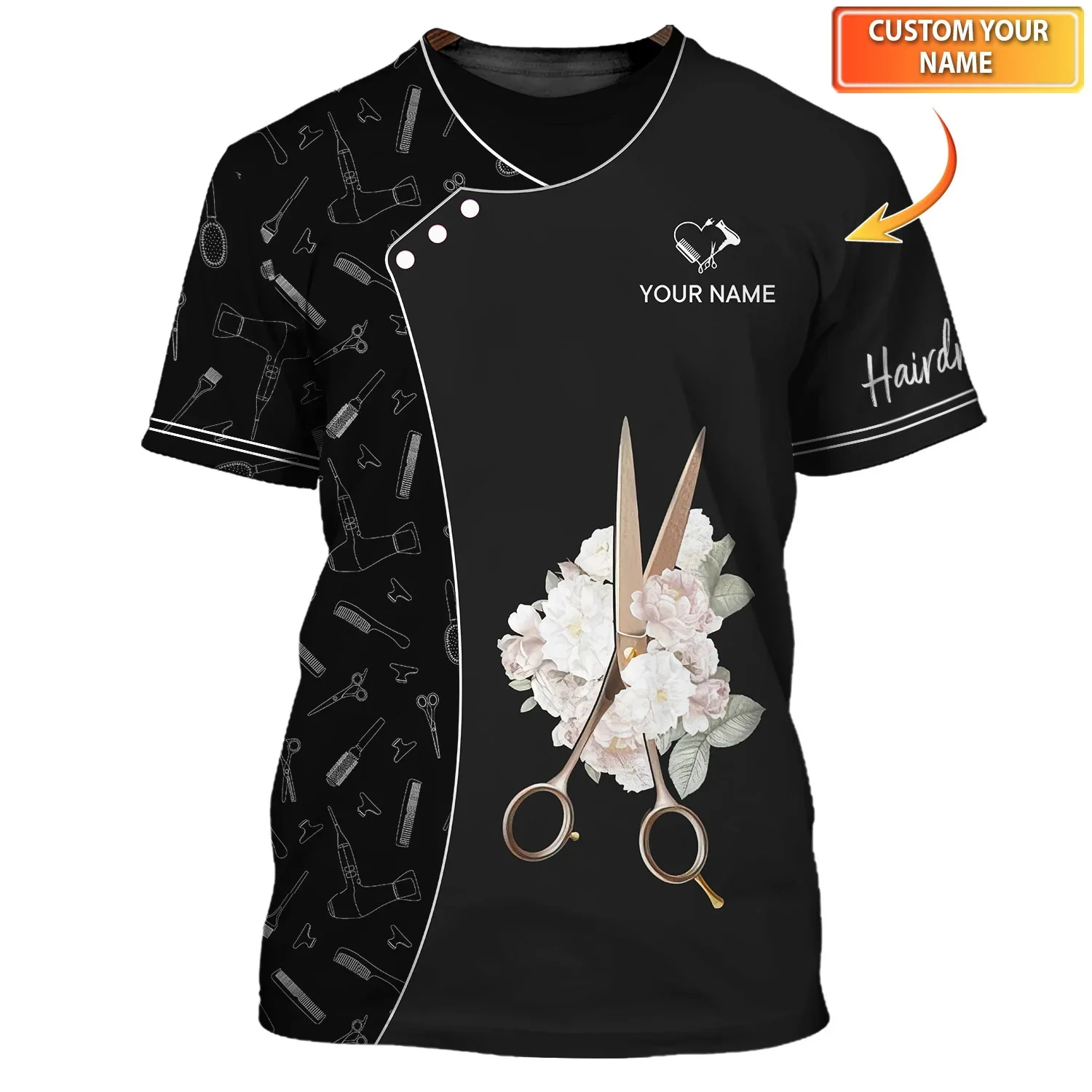 Neuestes Sommer-Herren-T-Shirt mit individuellem Namen, Friseur, 3D-gedruckt, Unisex-T-Shirt, Friseur-Werkzeuge, T-Shirts (nicht Arbeitskleidung) DW179 – Detail 8
