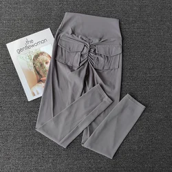 Women's High Waist Push Up Yoga Pants with Back Pockets - Fitness and Workout Leggings - S (Titanium Gray)