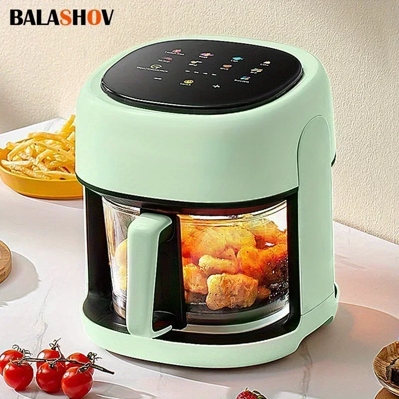 4.5L Smart Electric Air Fryers Oil-free Automatic Household Kitchen 360&deg;Baking Convection Oven Deep Fryer Visible Window EU 220V