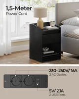 Прикроватная тумбочка Hzuaneri со светодиодной подсветкой, прикроватная тумбочка с зарядной станцией, 1 ящик для хранения, тумбочка для спальни — изображение 5