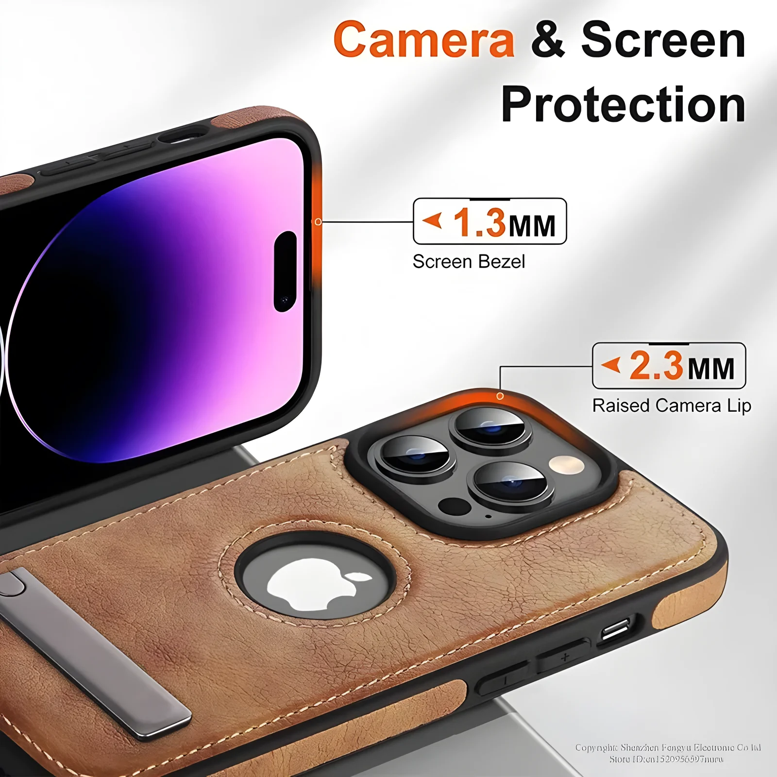Luxury PU Leather Phone Case with Kickstand for iPhone 15 Pro Max 14 Plus 13 12 11 Mini Soft Grip Luxury Back Cover with Stand