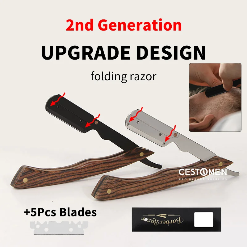 

Professional Vintage Stainless Steel Folding Blade Holder Men Facial Shaving Razors Hairdresser Manual Shaver Barber Accessories