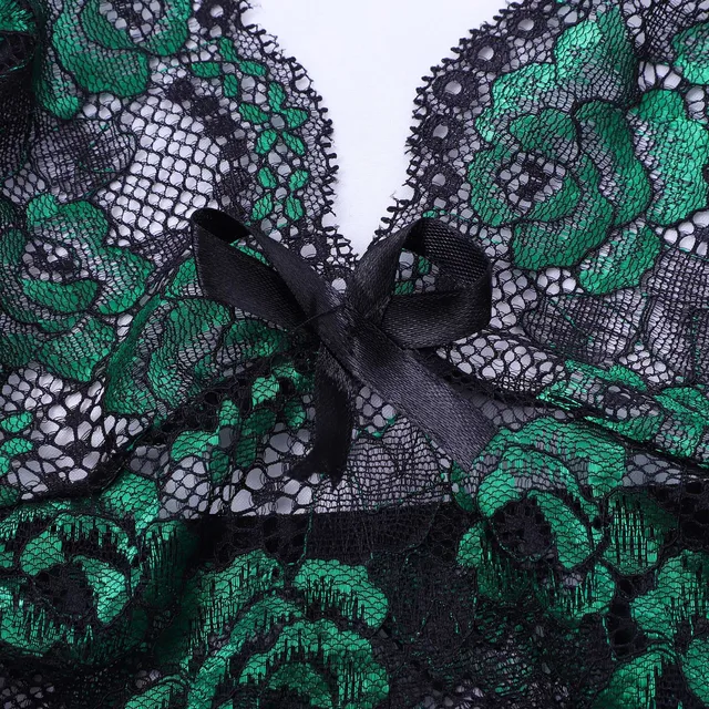 Women Sexy Sheer Floral Lace Pajamas Lingerie Set High Waist Sleepwear Bra And Panty 2 Piece Nightwear S Womens Corsets Lingerie 4