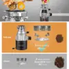 Garbage Disposals with Power Cord, Coutinuous Feed Food Waste Disposal with Sound Reduction (EM 200) 2