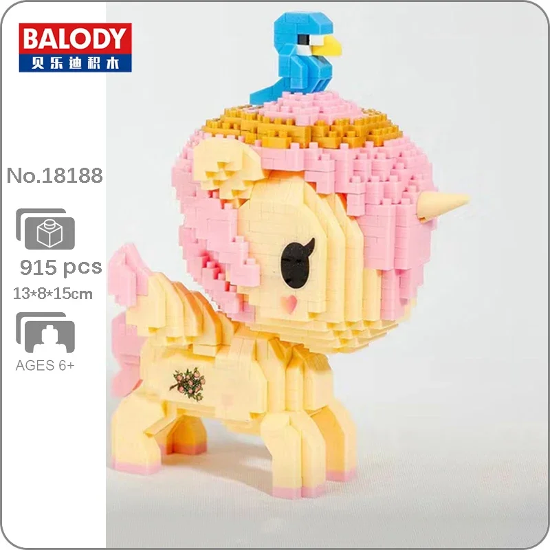 

Balody 18188 Animal World Unicorn Peach Bird Fly Wing Horse Monster Pet Doll DIY Mini Diamond Blocks Bricks Building Toy No Box